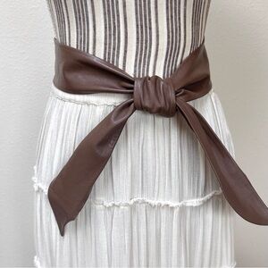 Vintage 70s Ginnie Johansen leather obi tie belt Boho Minimalist (Dallas)